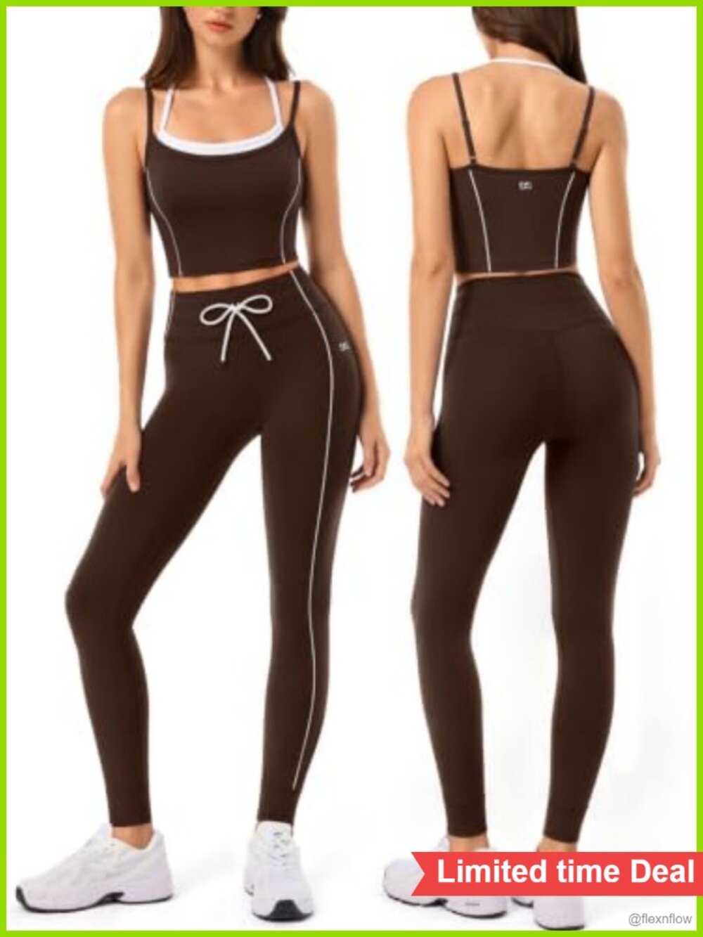 2 Piece Workout Set: Seamless High Waist Leggings & Sports Bra Tank
